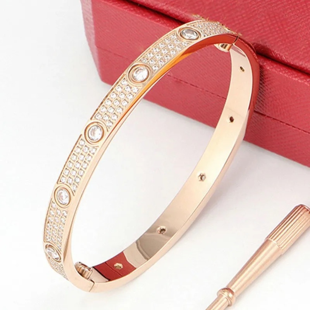Full Crystal Gold Love Bracelet